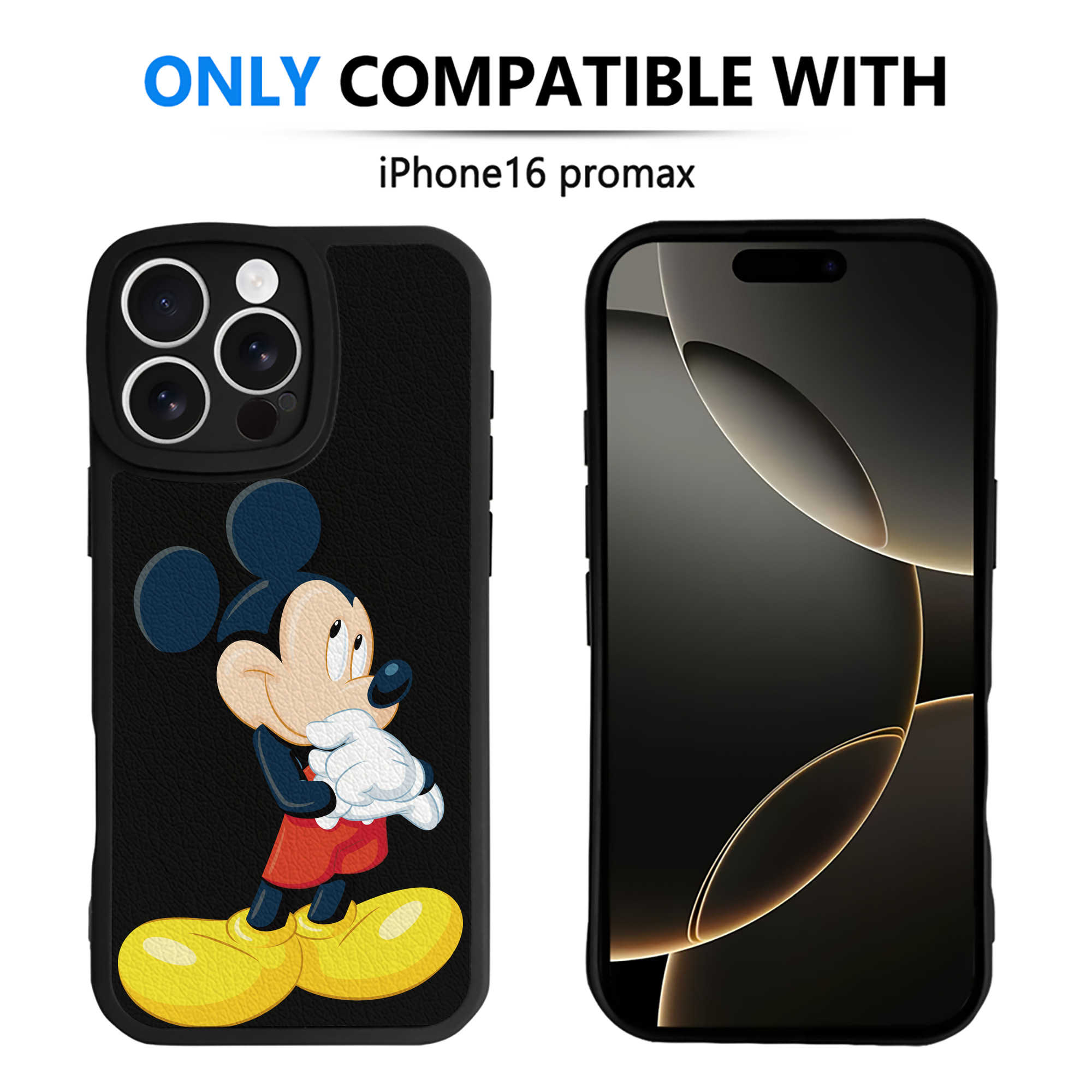 （画像用） ミッキーマウス Mickey Mouse 【iPhone 16シリーズ対応】シリコンスマホケース（レザー調） 材質：シリコン
